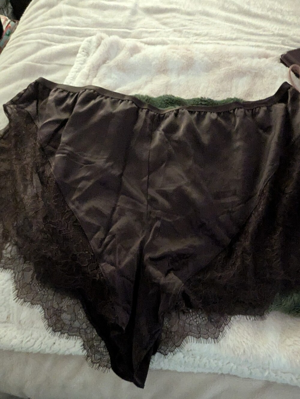 NWOT Soma Black Silk Briefs with Lace Trim